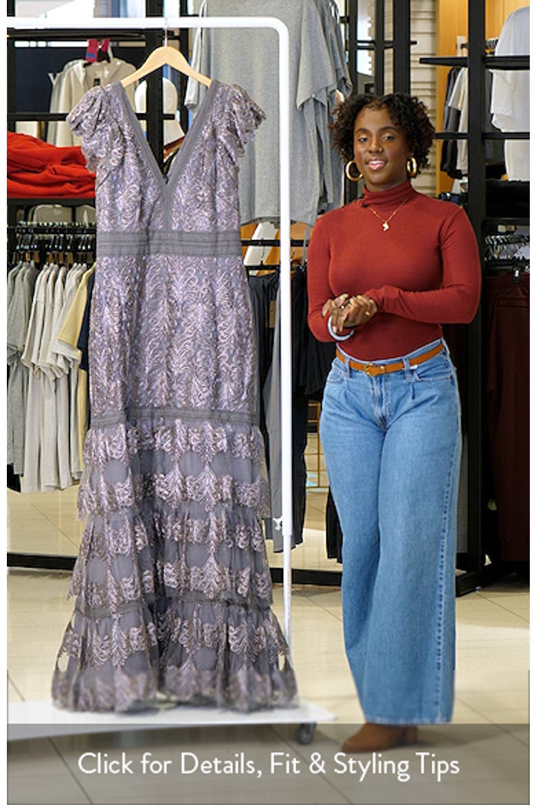 Flutter Sleeve Tiered Plunge Neck Gown video