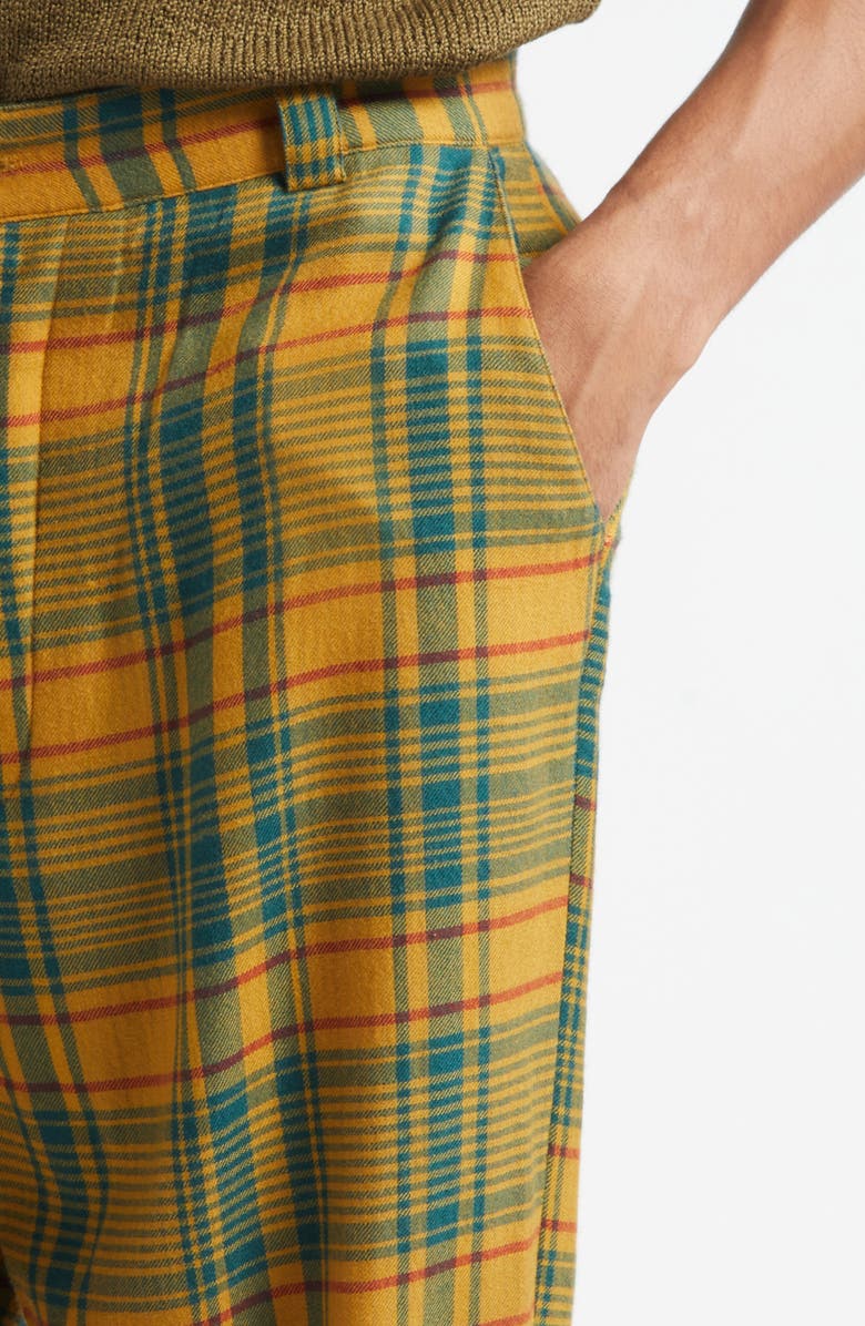 The Elder Statesman Plaid Pashmina Norm Cashmere & Wool Pants, Alternate, color, Sunshine Plaid