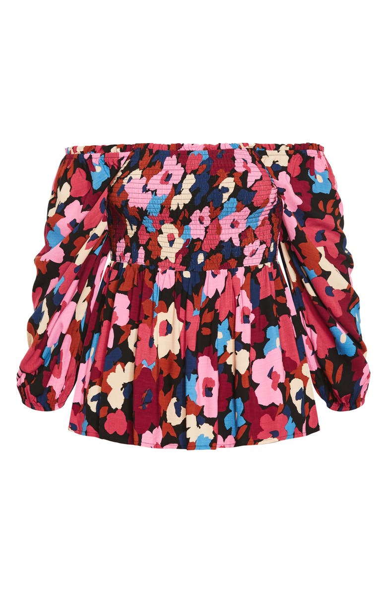 City Chic Poppy Balloon Sleeve Peplum Top, Alternate, color, Sugar Coated