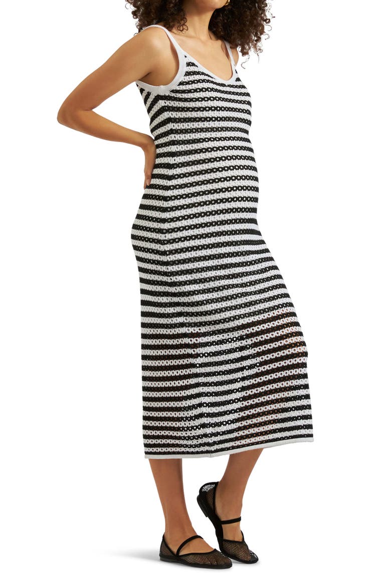 Diana Crochet Dress, Alternate, color, BLACK WHITE