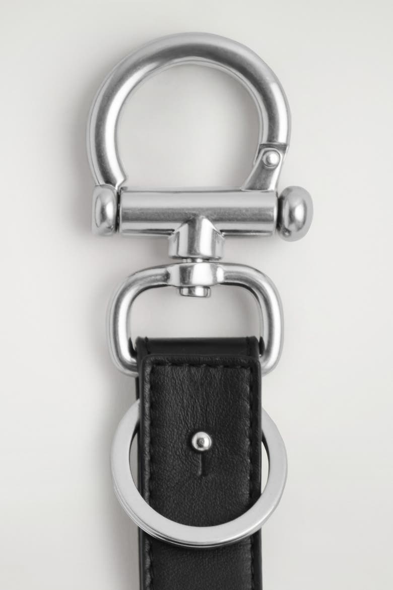 Leather Keyring, Alternate, color, BLACK