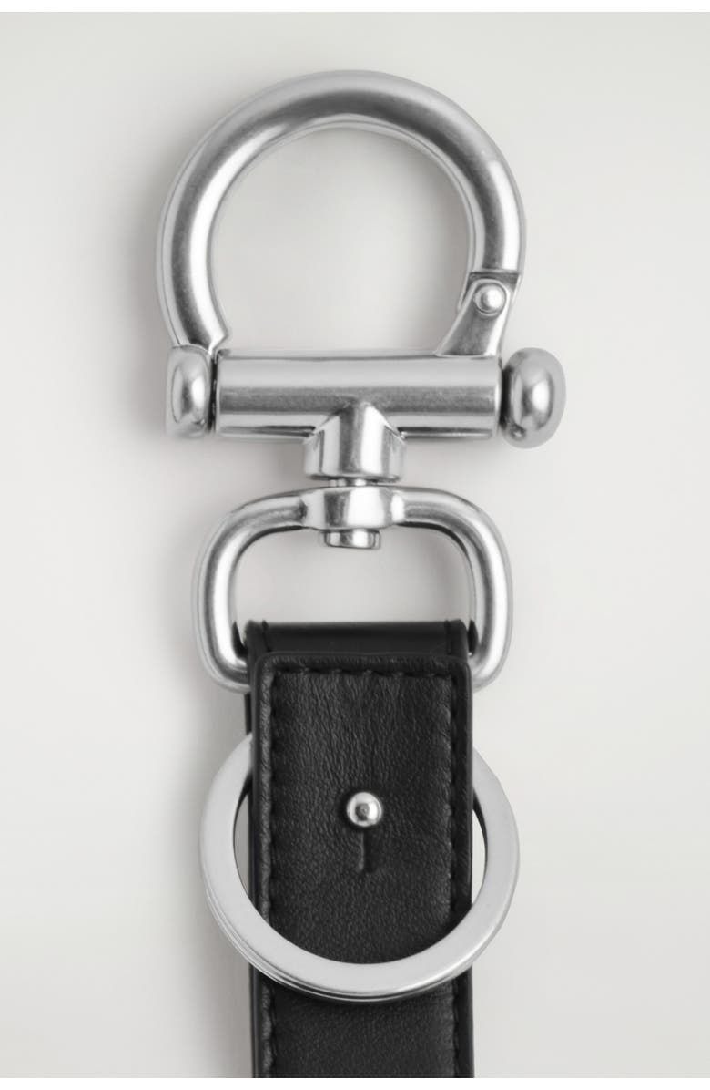 COS Leather Keyring, Alternate, color, Black