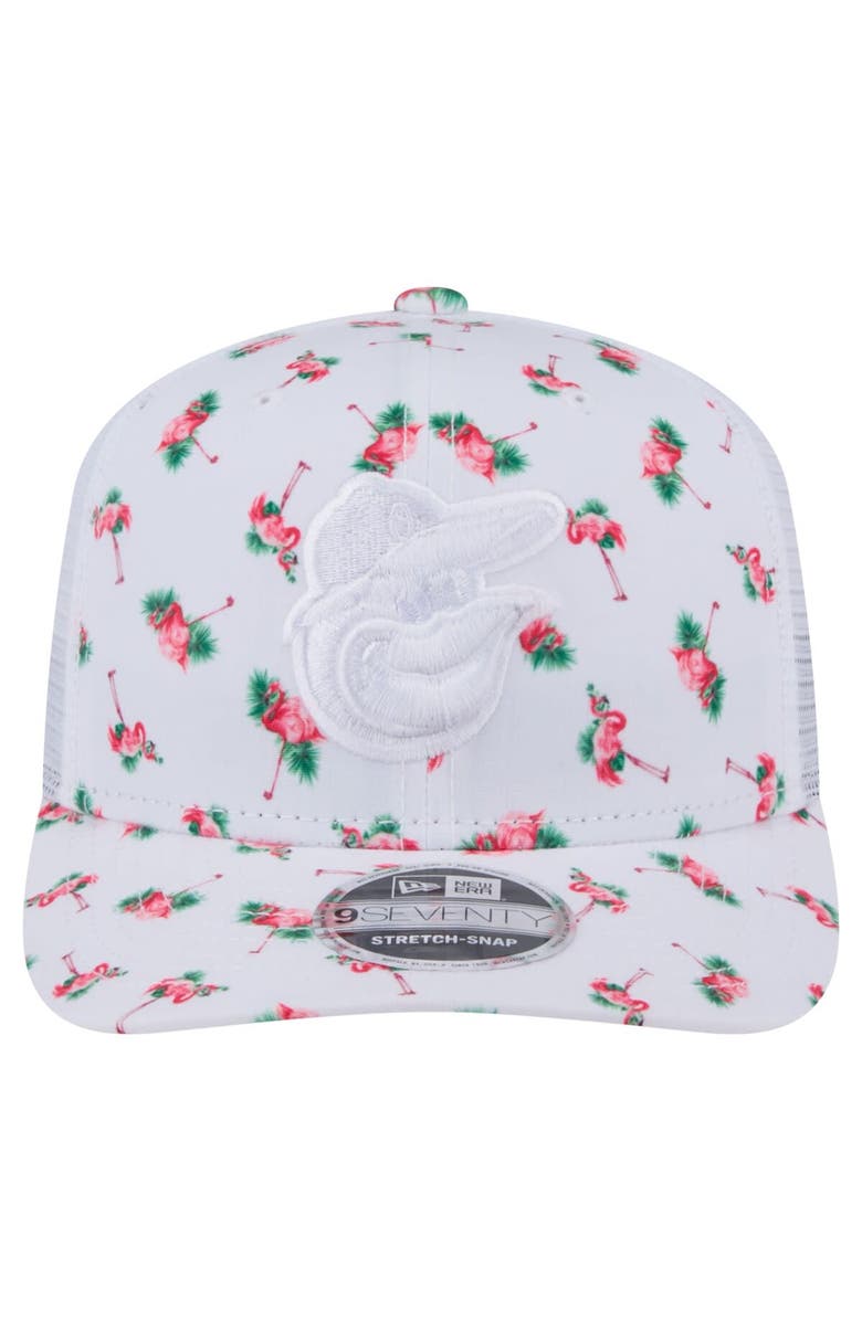 New Era Men's New Era  White Baltimore Orioles Flamingo Mesh Back 9SEVENTY Stretch-Snap Hat, Alternate, color, White