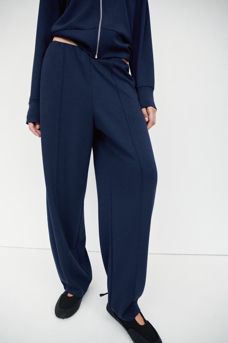 Viscose-blend Barrel-leg Pants, Alternate, color, Navy blue
