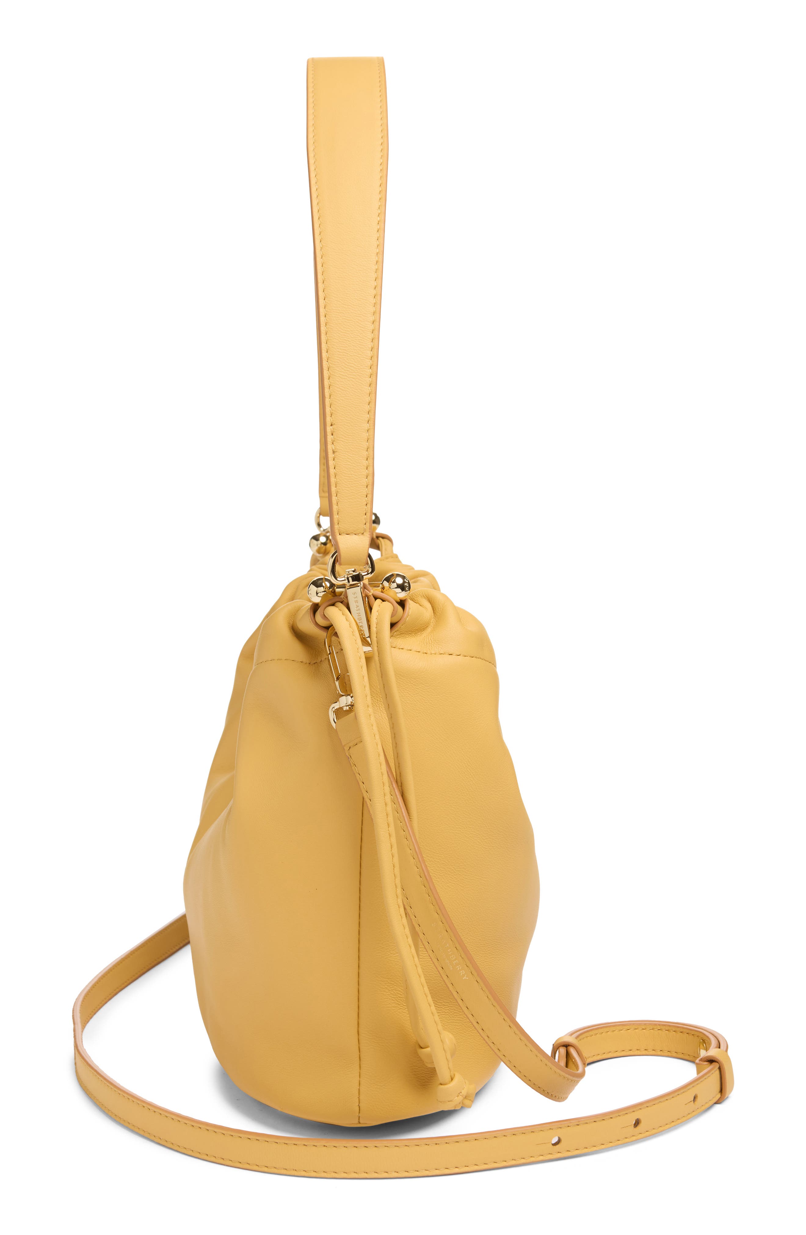 Strathberry Midi Leather Drawstring Handbag, Alternate, color, Brulee