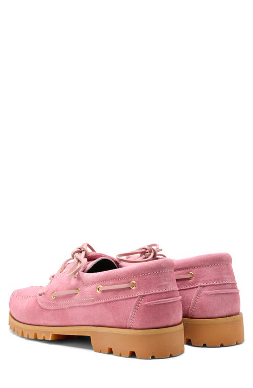 Vinny's Lug Sole Suede Boat Shoes Pink Suede