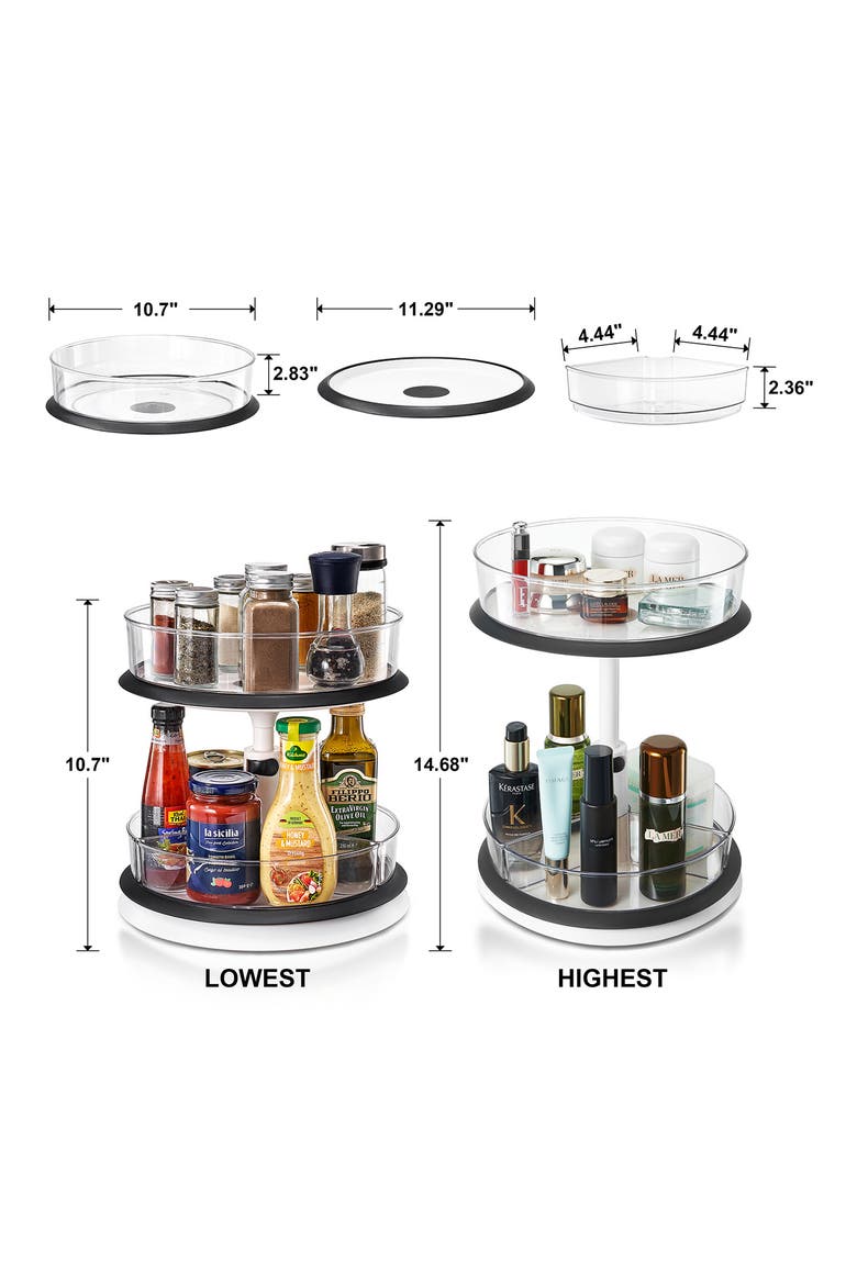 2-Tier Lazy Susan Kitchen Organizer, Alternate, color, CLEAR