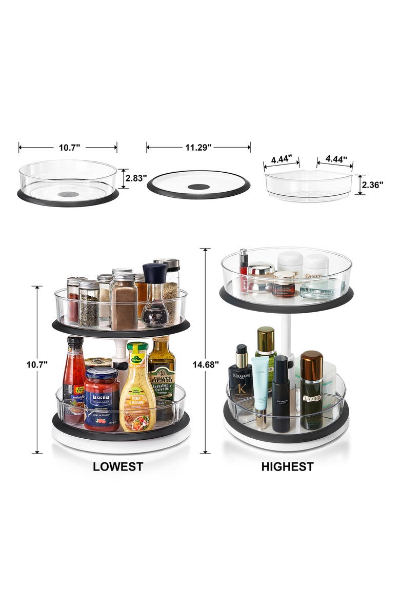 SORBUS 2-Tier Lazy Susan Kitchen Organizer, Alternate, color, Clear