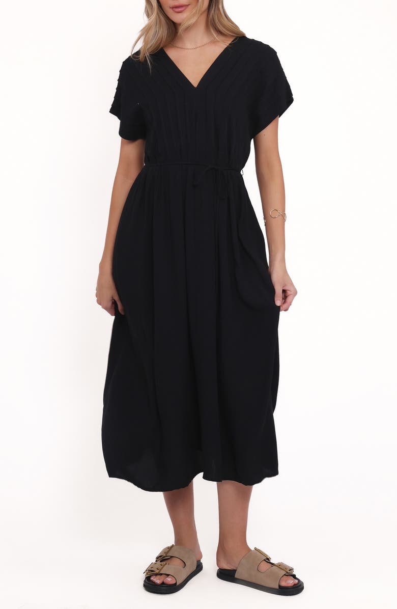 Petal & Pup Orly Midi Dress, Main, color, Black