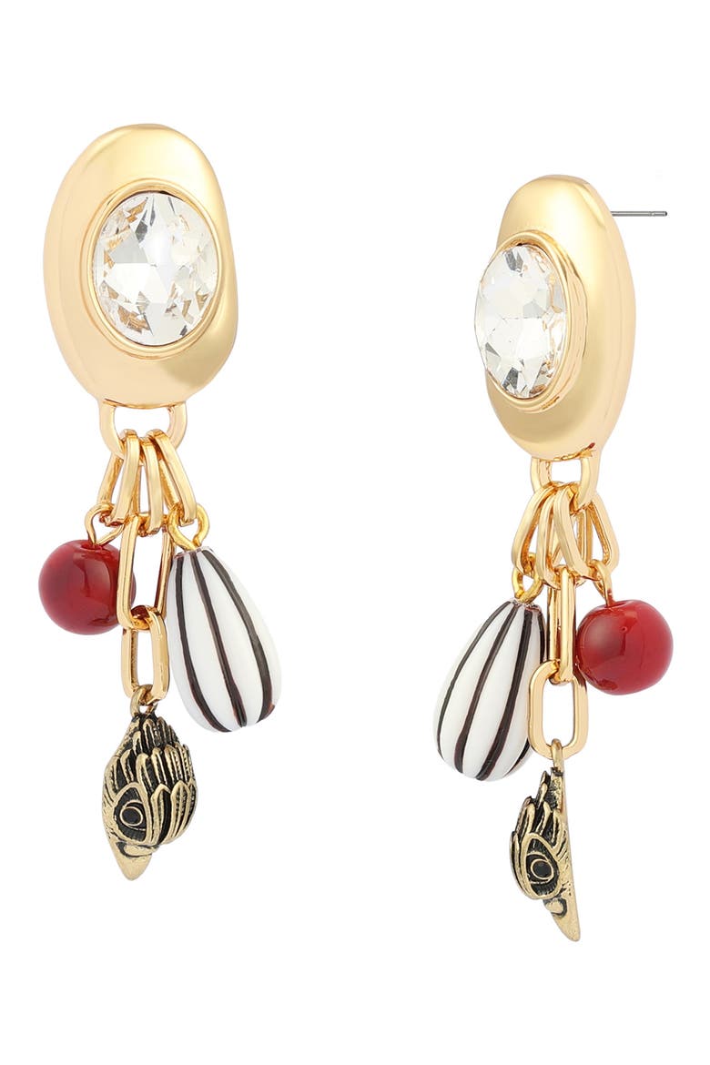 Bezel Stone Charm Drop Earrings, Main, color, GOLD MULTI