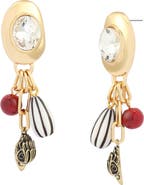 Kurt Geiger London Bezel Stone Charm Drop Earrings