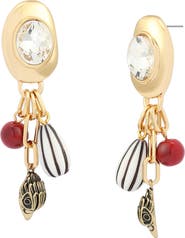 Kurt Geiger London Bezel Stone Charm Drop Earrings