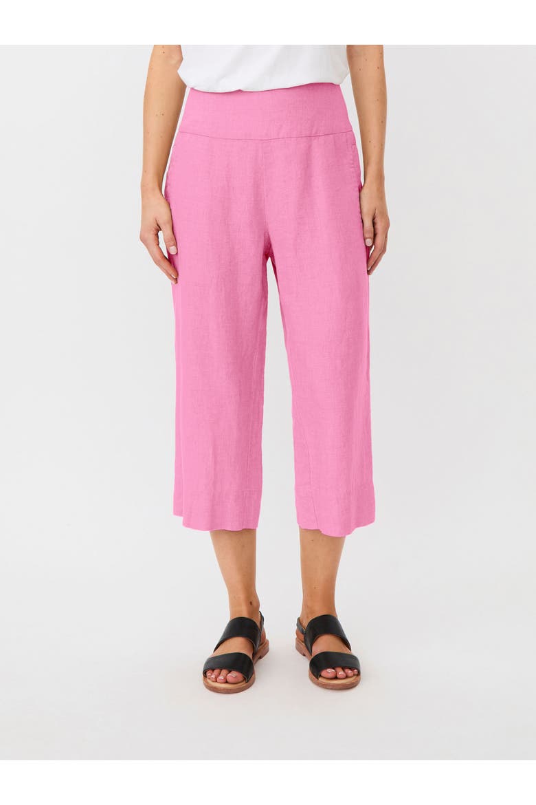 Mapallas Linen Cropped Trousers, Main, color, Fuchsia Pink