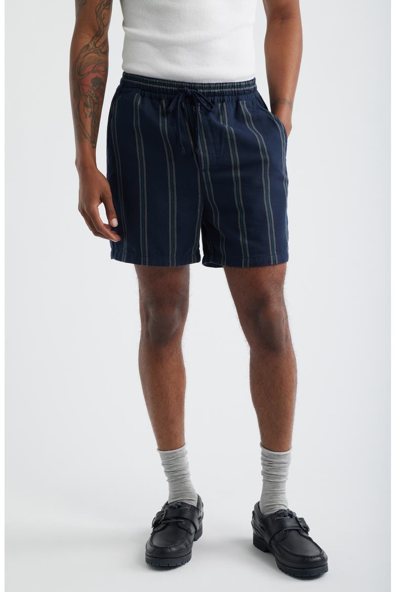 Lawson Stripe Cotton Drawstring Shorts, Main, color, DARK NAVY