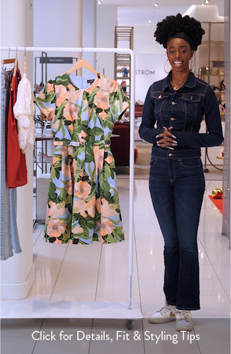 Pleat Neck Belted Fit & Flare Dress, sales video thumbnail