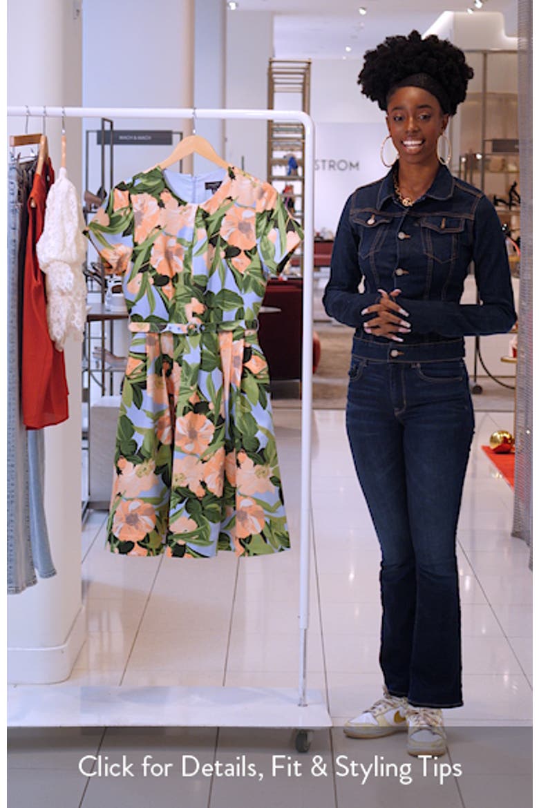 Pleat Neck Belted Fit & Flare Dress video