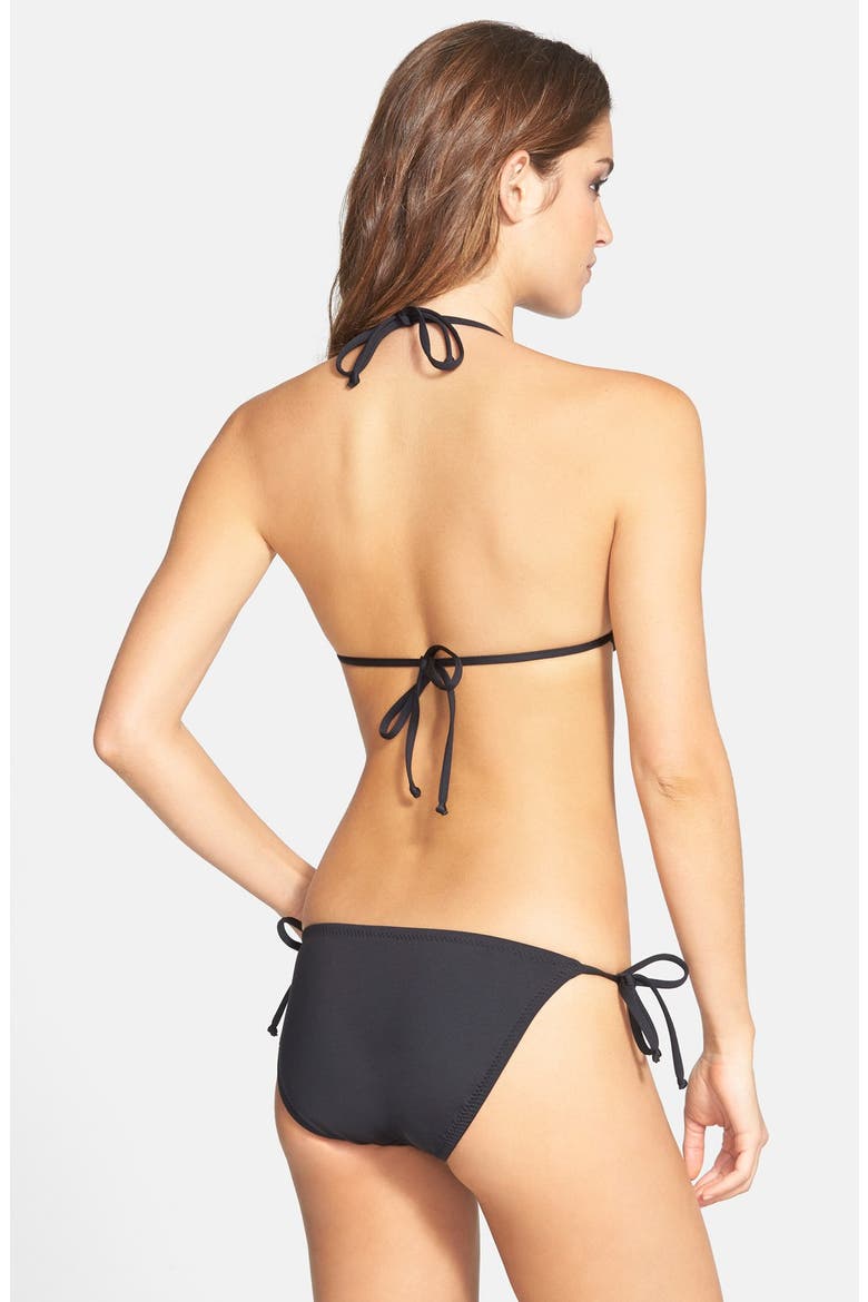 'It Girl' Crochet Trim Triangle Bikini Top, Alternate, color, BLACK