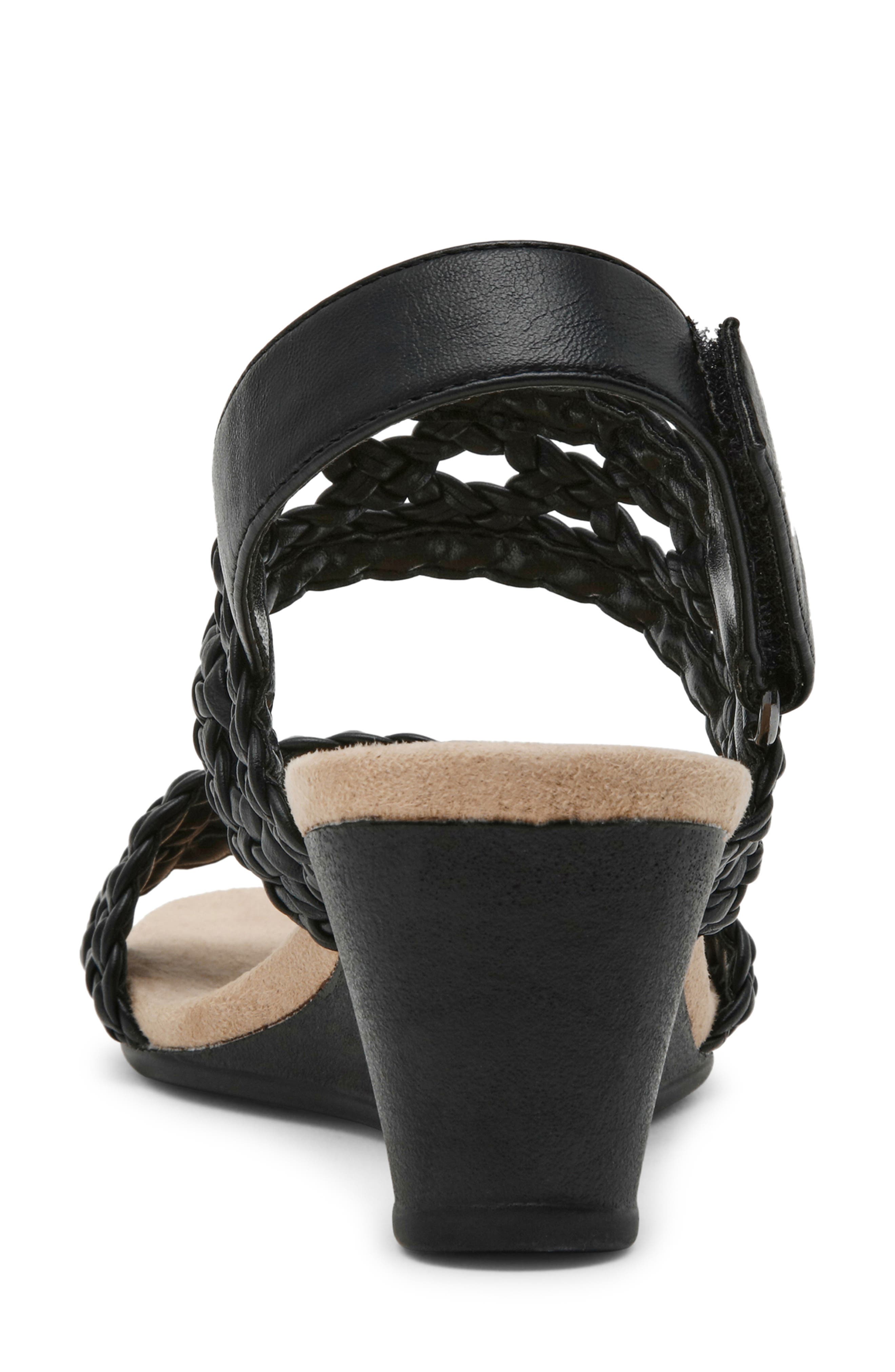 Anne Klein Baxxter Wedge Sandal, Alternate, color, Black