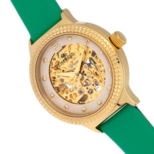 Empress Alice Automatic Skeleton Leather-band Watch In Gold