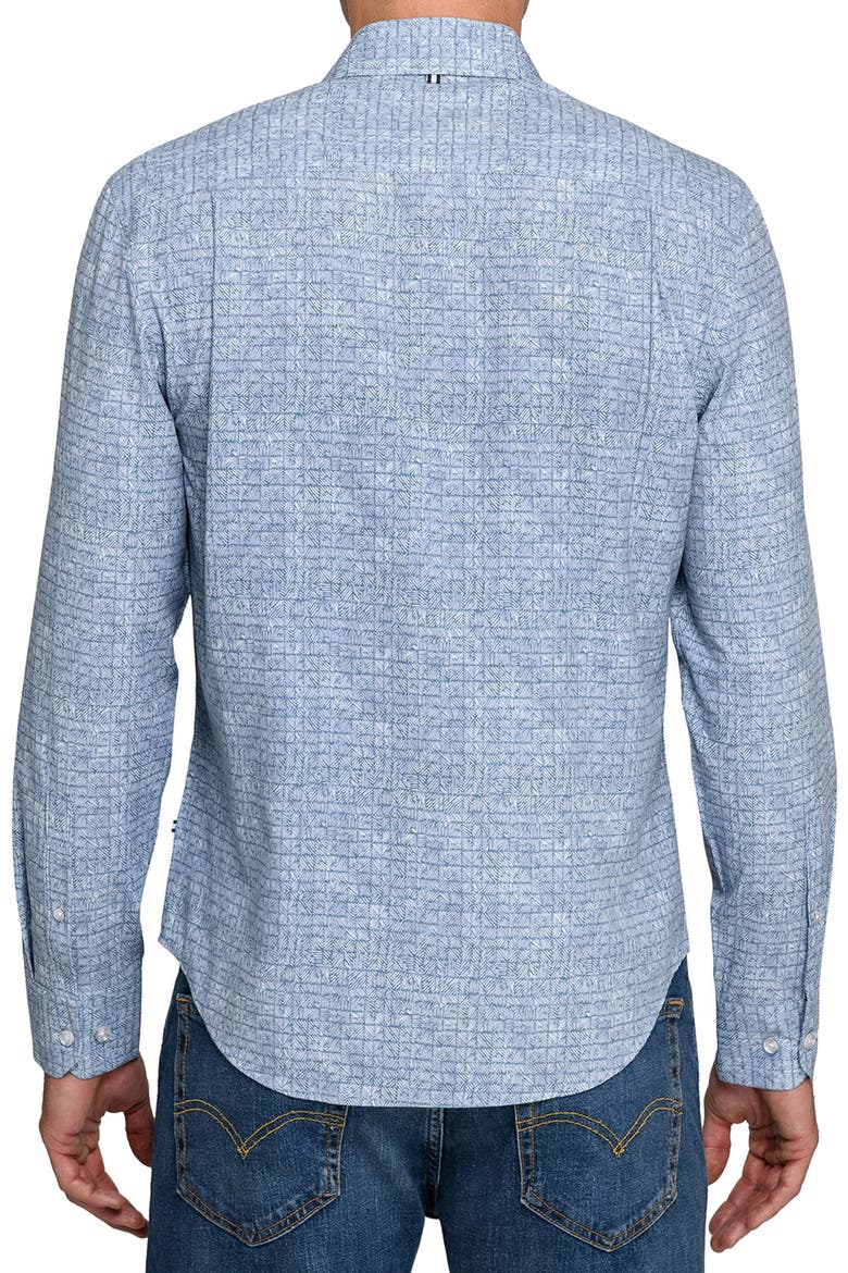Diagonal Squares Print Woven Long Sleeve Basic, Alternate, color, BLUE DEPTHS