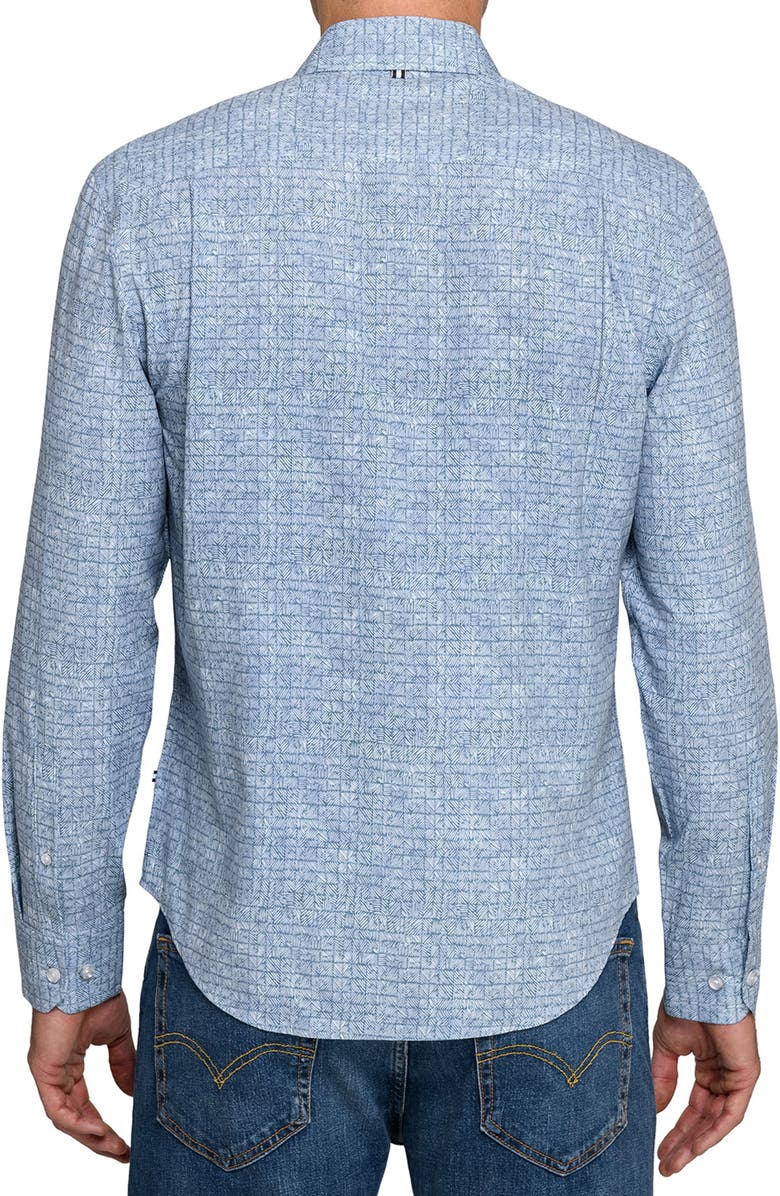 Brooklyn Brigade Diagonal Squares Print Woven Long Sleeve Basic, Alternate, color, Blue Depths