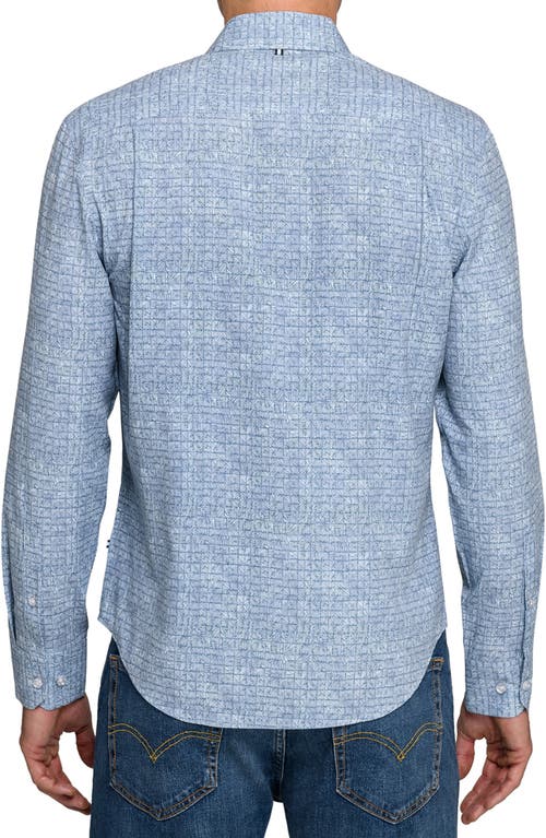 Brooklyn Brigade Diagonal Squares Print Woven Long Sleeve Basic In Blue