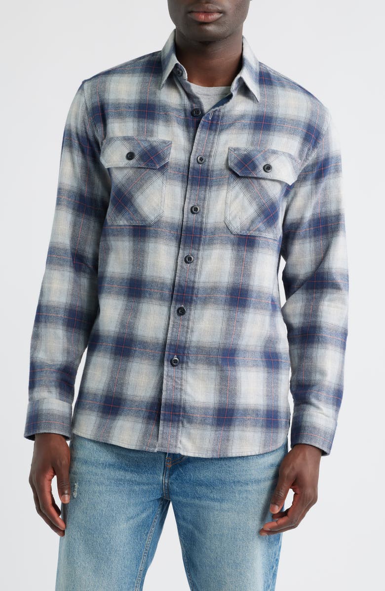 Pendleton Burnside Plaid Flannel Button-Up Shirt, Alternate, color, Grey/ Navy Plaid