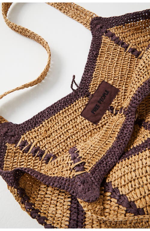 Free People Mykonos Straw Tote In Espresso Combo