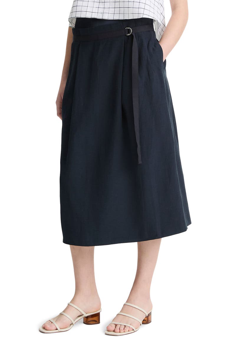 Belted Midi Skirt, Alternate, color, COASTAL
