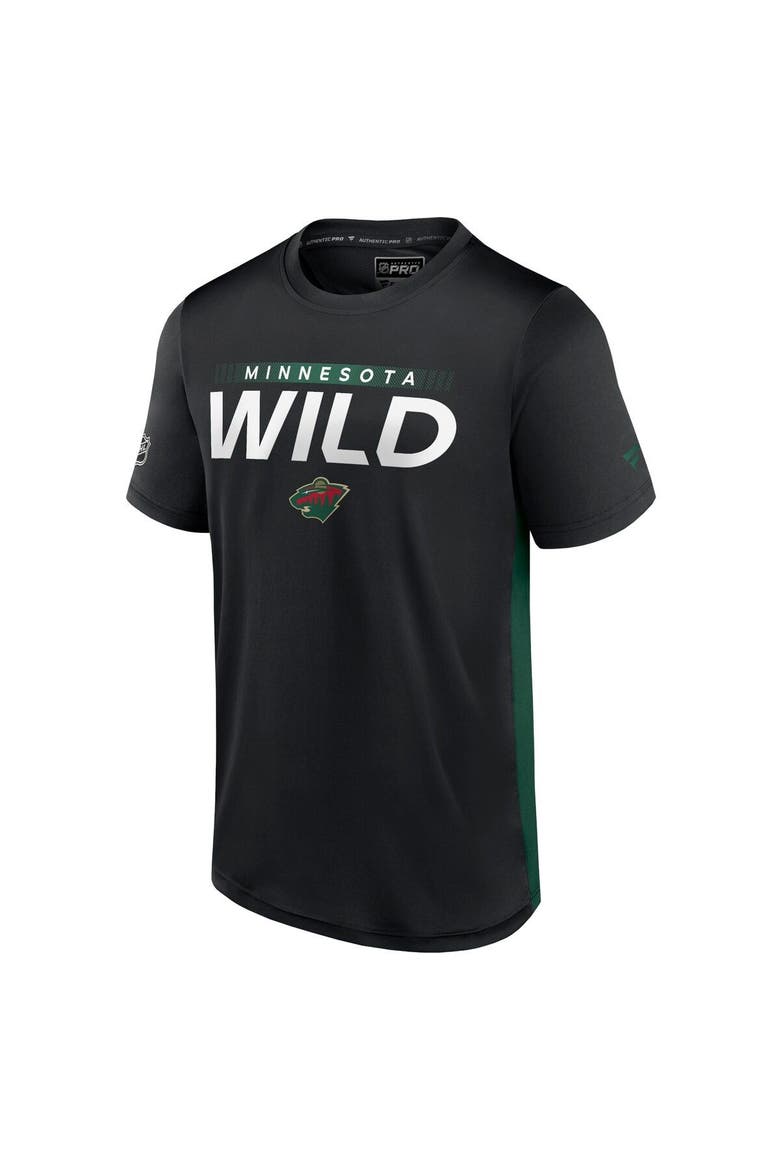 Men's Fanatics Branded Black/Green Minnesota Wild Authentic Pro Rink Tech T-Shirt, Alternate, color, Black