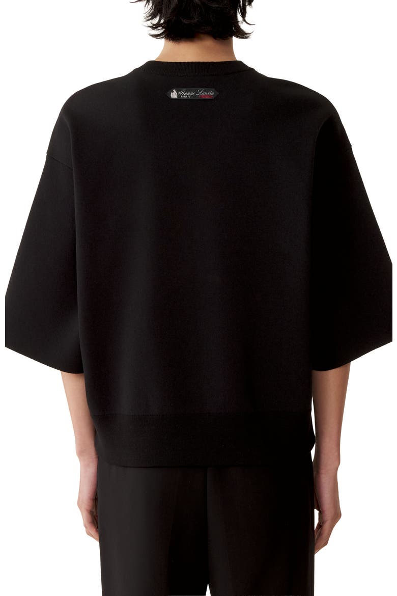 Loose-Fit T-Shirt In Silk And Cotton Jacquard, Alternate, color, Black/Ecru