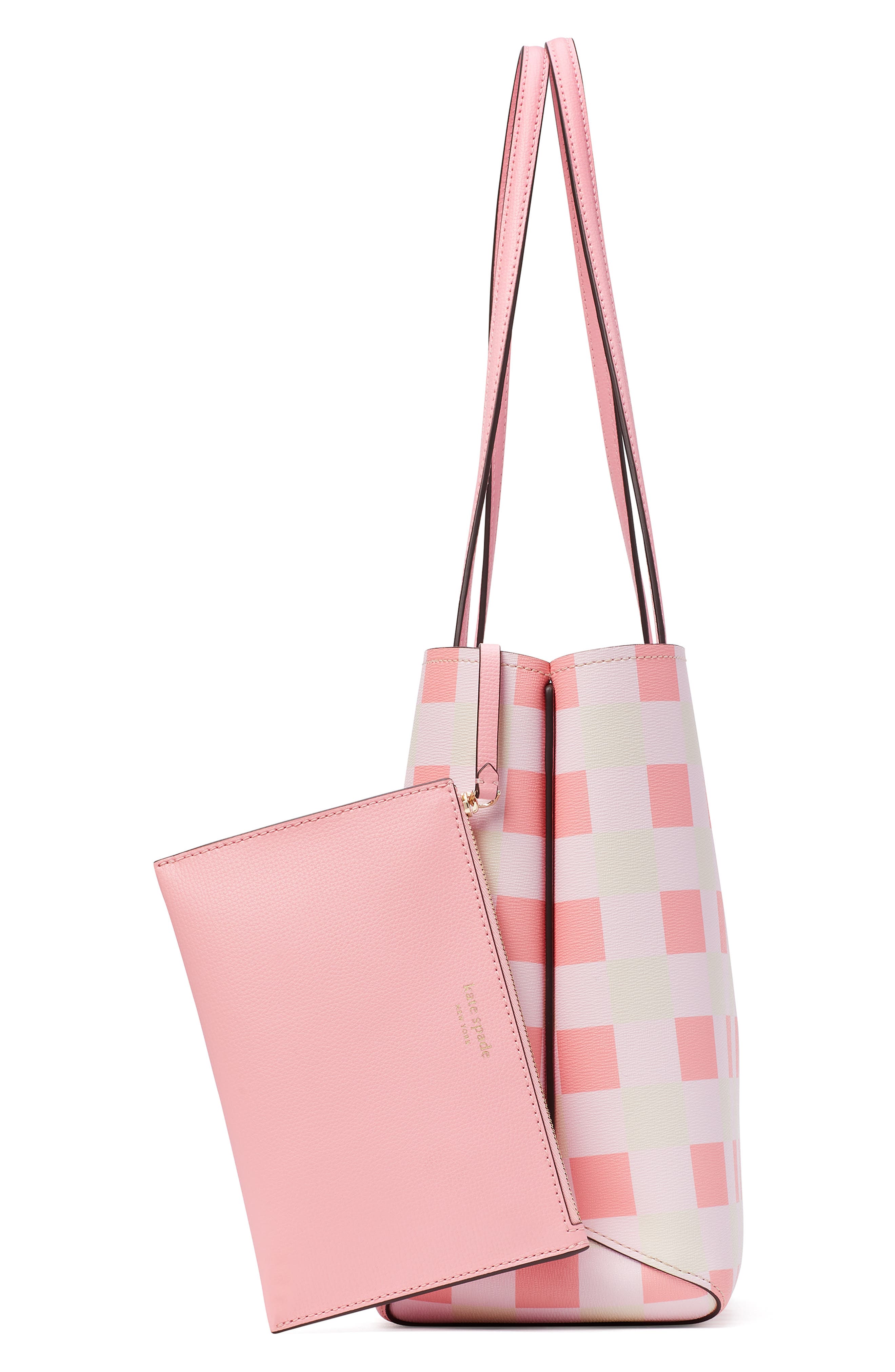 all day gingham print large tote, Alternate, color, GRAPEFRUIT SODA MULTI.