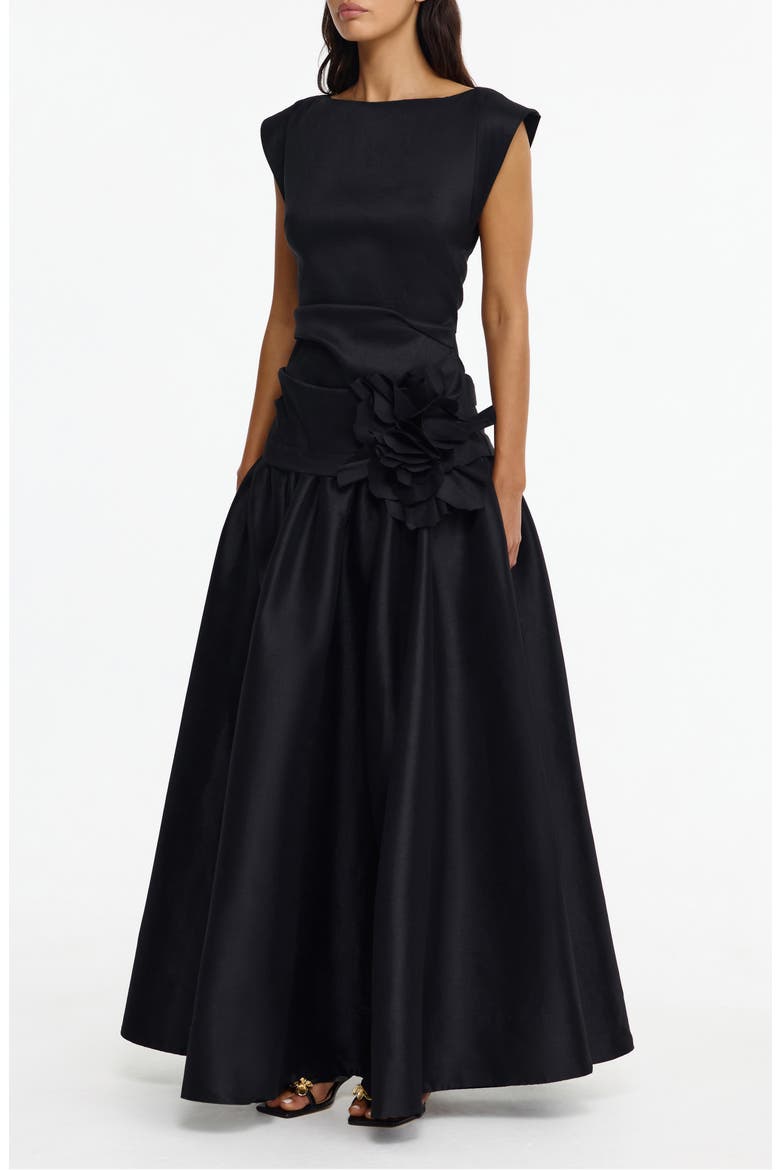 satin drop waist dress T272014 Romantic Couture Satin A-line Gown with Corset Bodice and Drop Waist