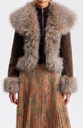 Avec Les Filles Penny Lane Faux Leather Jacket with Faux Fur Trim