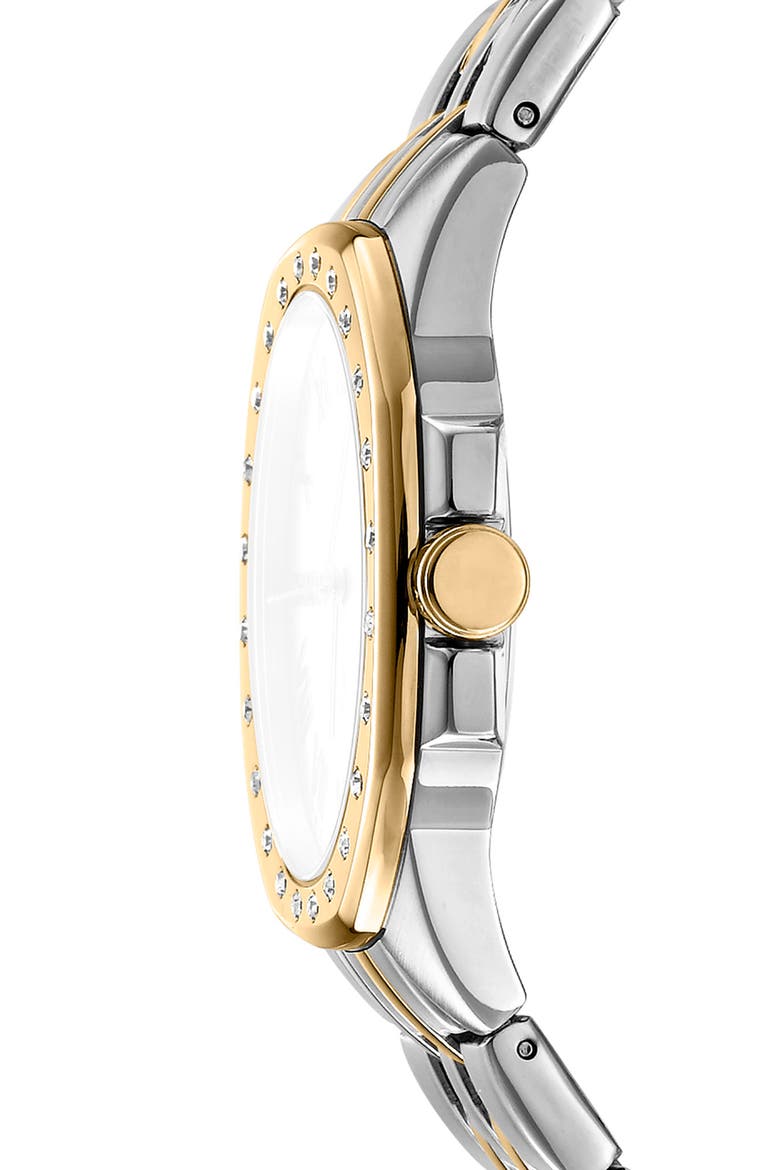 Two Tone Crystal Bezel Quartz Bracelet Watch, 36mm, Alternate, color, TWO TONE SILVER AND GOLD