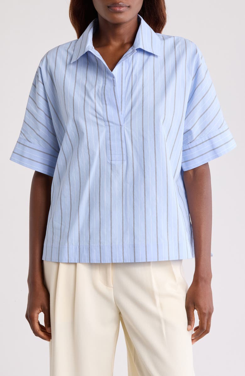 Nordstrom Oversize Poplin Popover Shirt, Main, color, Blue Thread Banded Stripe