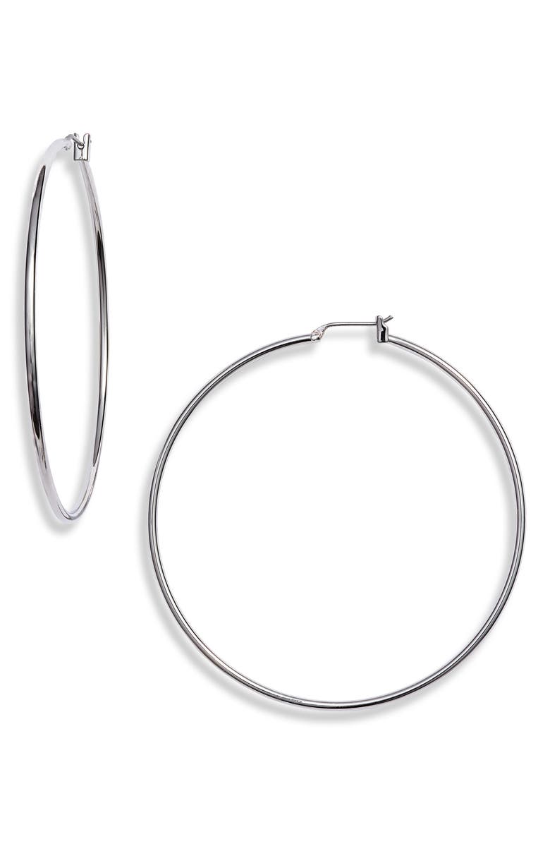 Nordstrom Classic Metal Hoop Earrings, Main, color, Rhodium