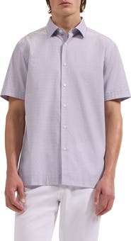 Bugatchi Vero Shaped Fit Floral Short Sleeve Button-Up Shirt