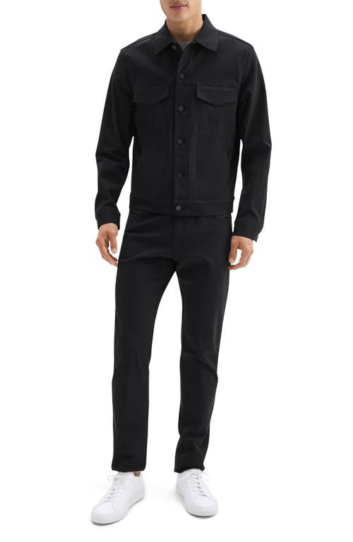 Theory River Cotton Blend Twill Trucker Jacket In Black