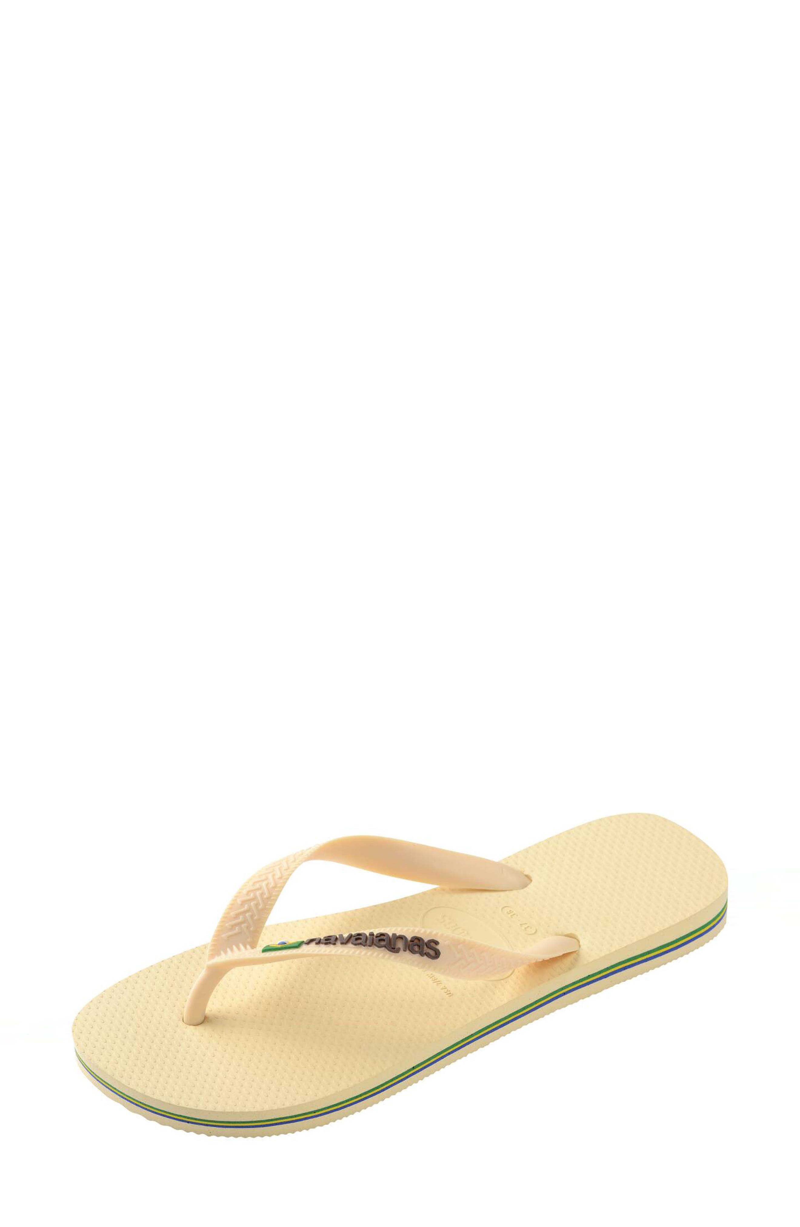 Brazil Logo Flip Flop, Alternate, color, BUTTERCREAM