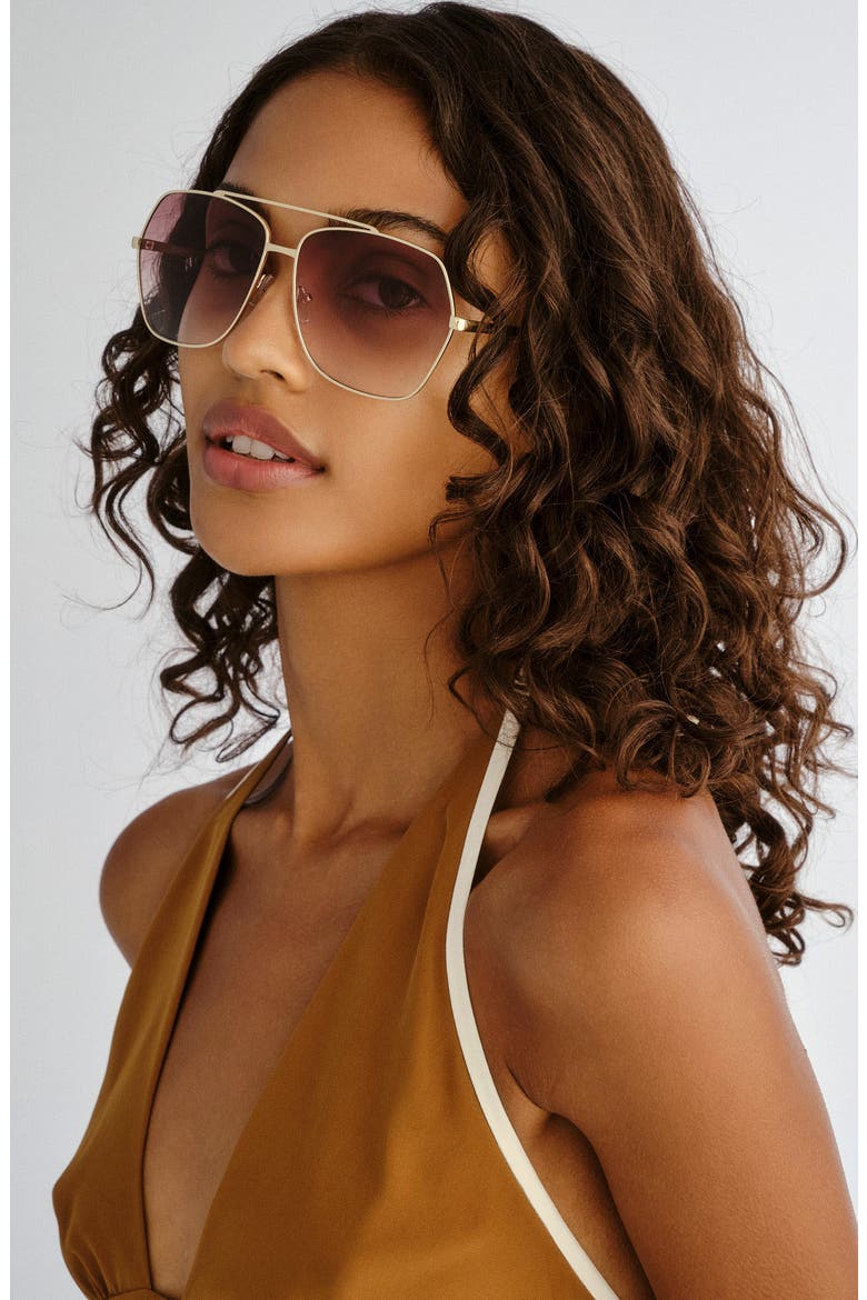 Celestine 62mm Oversize Aviator Sunglasses, Alternate, color, GOLD SAND / BROWN GRAD