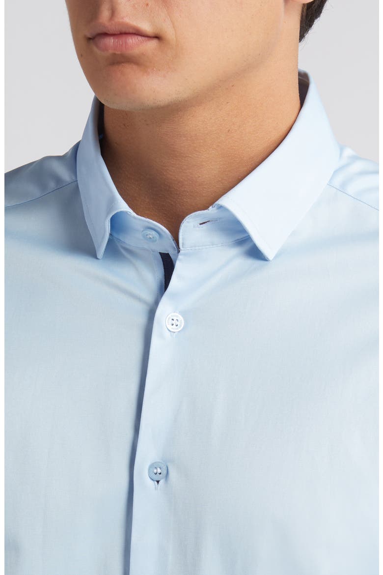Solid Blue DryTouch® Performance Sateen Button-Up Shirt, Alternate, color, LIGHT BLUE