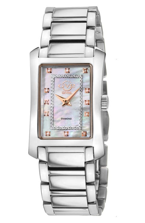 Women's Luino Rectangle Diamond Dial Bracelet Watch, 29.5mm