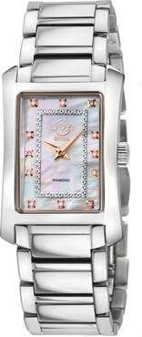 GV2 Women's Luino Rectangle Diamond Dial Bracelet Watch, 29.5mm