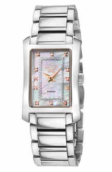 GV2 Women's Luino Rectangle Diamond Dial Bracelet Watch, 29.5mm