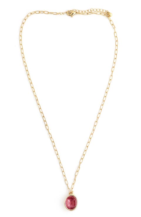 Crystal Oval Pendant Necklace