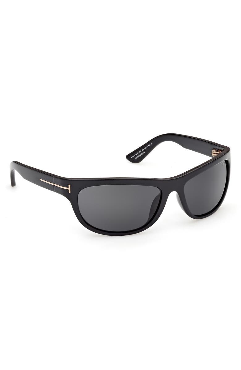 TOM FORD Anders 62mm Oversize Rectangular Sunglasses, Alternate, color, Shiny Black / Smoke Lens