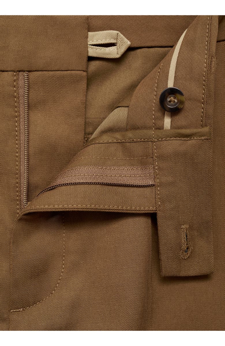 MANGO Regular Fit Cotton Blend Dress Pants, Alternate, color, Brown