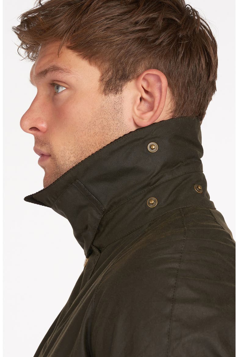 Ashby Corduroy Collar Water Resistant Waxed Cotton Jacket, Alternate, color, OLIVE