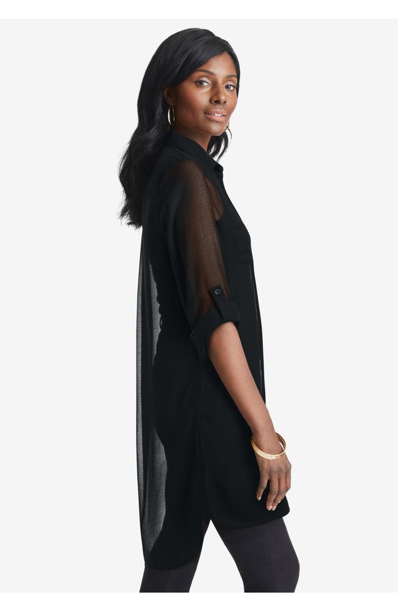 Jessica London Sheer Georgette Mega Tunic, Alternate, color, Black